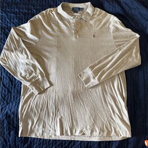 Ralph Lauren Men's Tan Long Sleeve Polo Shirt